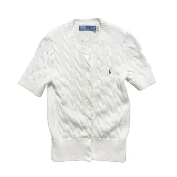 새상품급 현행 폴로 랄프로렌 케이블 니트 코튼 가디건 화이트