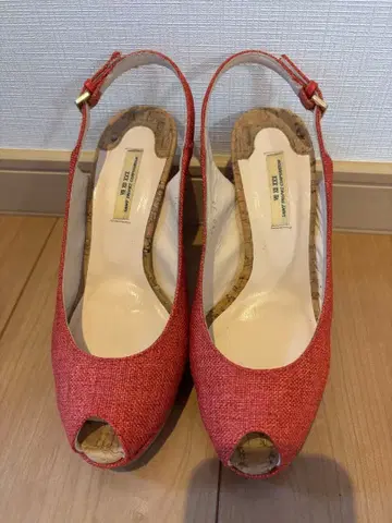 오픈토 슬링백 하이힐 빨간색