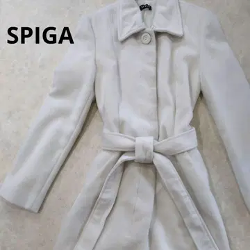 SPIGA 화이트 롱 코트 벨트 포함