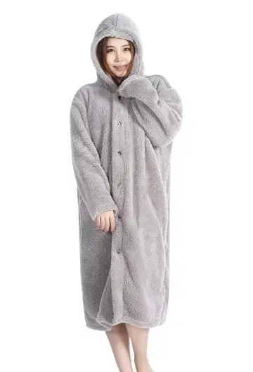 극세사 착용 담요 룸웨어 정전기 방지 후드 포켓 부착