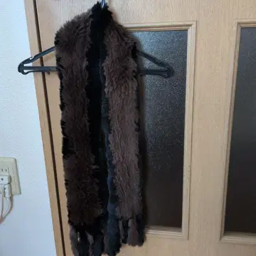 브라운 퍼 롱 머플러