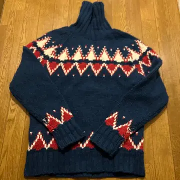 누디진 울 100% 네이비 터틀넥 스웨터