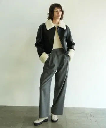 CLANE VEGAN LEATHER BOA SHORT JACKET