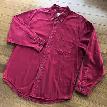 에디바우어 화이트 택 원 포인트 90s 버튼다운 셔츠 버건디