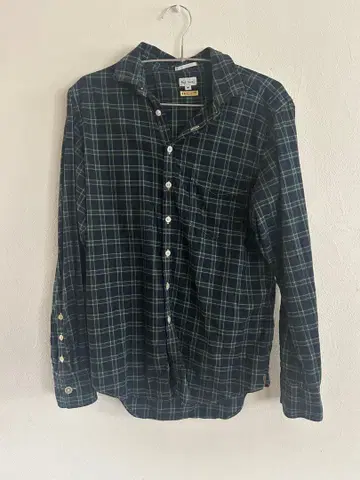 Paul Smith 네이비 & 그린 체크 긴팔 플란넬 셔츠