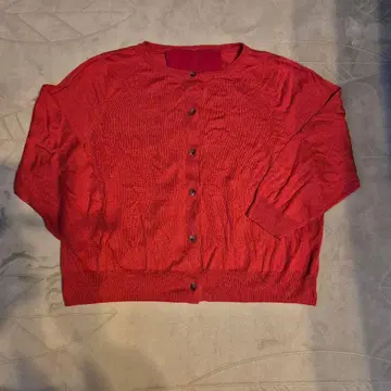 타바사 레드 니트 가디건 긴팔 버튼 포함