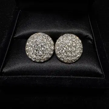 Swarovski 크리스탈 라운드 파베 디자인 골드 귀걸이