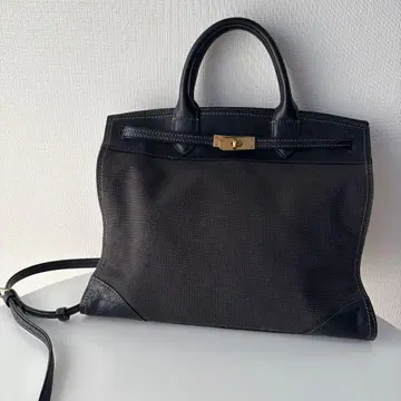 다코타/Dakota 블랙 캔버스 가죽 토트백