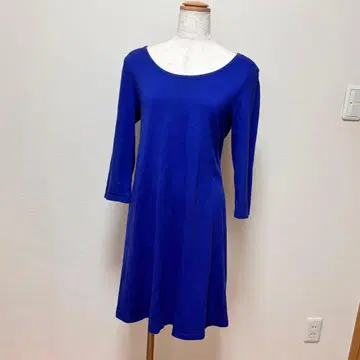 [ 새상품 ] 긴팔 A 라인 티셔츠 원피스 코튼 블루