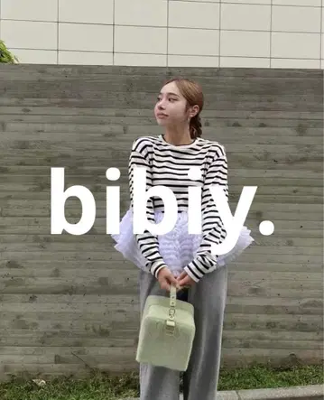 bibiy. 스트라이프 긴팔 프릴 티셔츠