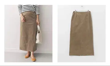 DOORS 어반 리서치 코듀로이 베이지 타이트 스커트