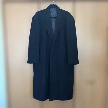 남성용 블랙 체스터 코트 울 혼방 빈티지