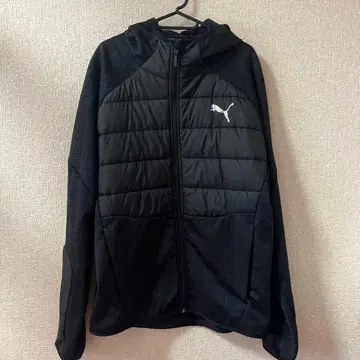 PUMA 후드 부착 블랙 퀼팅 자켓 XL