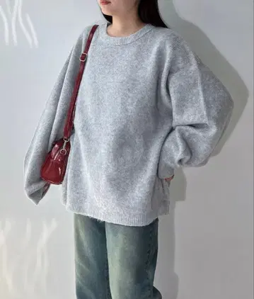 참깨 자카드 기모 루즈핏 니트 풀오버