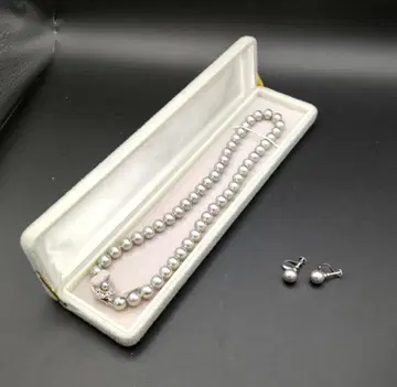 실버 펄 목걸이 귀찌 세트