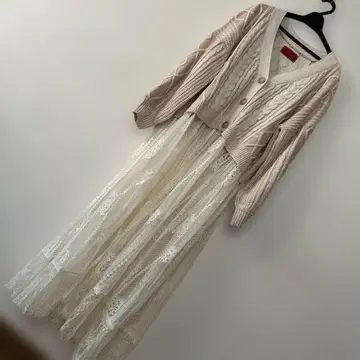 미사용 새상품 somari 롱 가디건 오샤레 워커 더스티 핑크