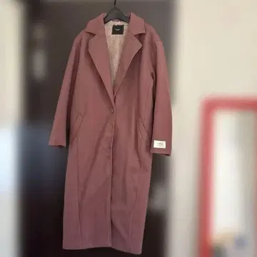 Re:EDIT 플리스 안감 롱 코트 핑크 안쪽 보아