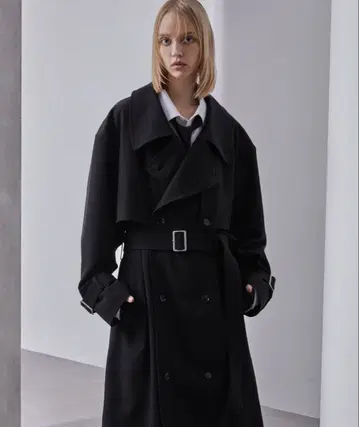 루즈 모드 오버 하이넥 트렌치코트