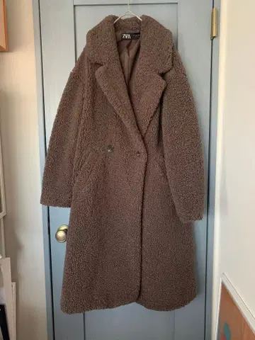 ZARA 보아 테디베어 롱 코트 브라운 자라