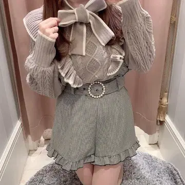 evelyn 리본 케이블 니트 아이스 그레이