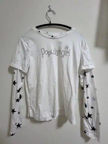 레이어드 디자인 별 패턴 긴팔 T셔츠