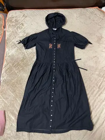 핑크하우스 PINK HOUSE 후드 부착 블랙 롱 셔츠 원피스