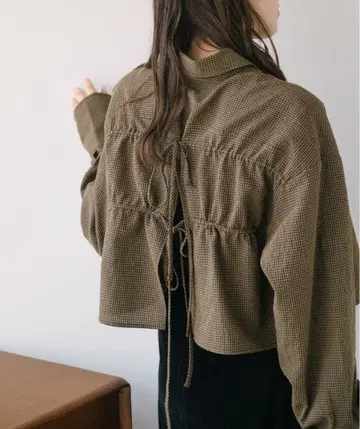 크롭 체크 셔츠