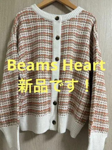 새상품 BEAMS HEART 체크 무늬 가디건