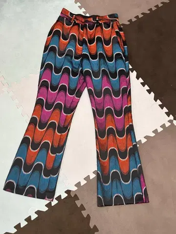 쇼와 레트로풍 사이키 패턴 팬츠 S 사이즈