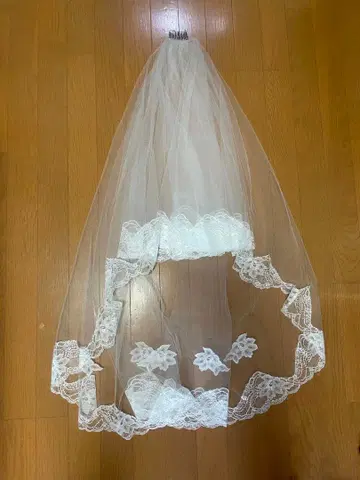 타카미 브라이덜 화이트 레이스 웨딩 숏 베일