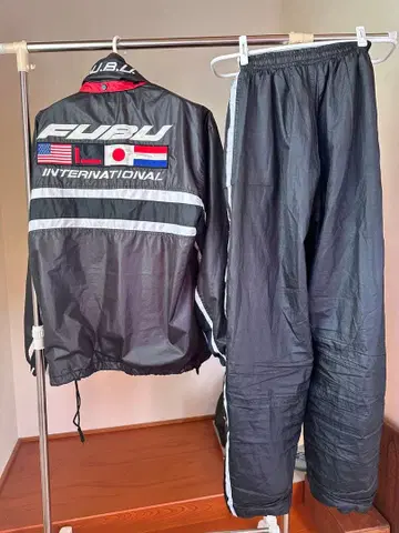 FUBU 나일론 자켓 셋업 블랙