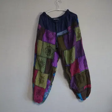 멀티 컬러 패치워크 알라딘 팬츠