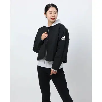 adidas 블랙 퀼팅 자켓