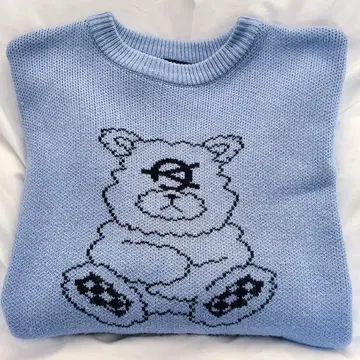 [ 새상품급 ] OY 니트 스카이블루 곰 지뢰