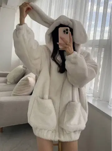 GRL 토끼 귀 퍼 블루종 아우터