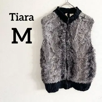 Tiara [ M ] 그레이 블랙 인조 모피 베스트