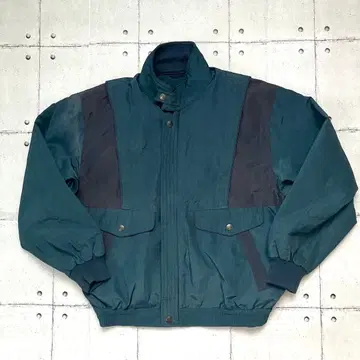 90s 스포츠 자켓 옷깃 2WAY M 짙은 녹색 x 블랙 구제 의류