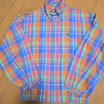 Lacoste 체크 무늬 하프 지퍼 자켓