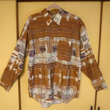 Tailor's Bench 기하학 패턴 긴팔 셔츠