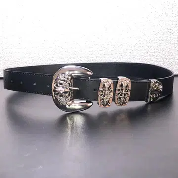 벨트 블랙 버클 장식 크로스 실버색 전체 길이 99cm 폭 3.3cm