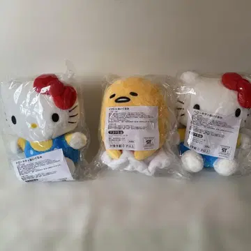 후코쿠 생명 헬로키티 구데타마 봉제 인형 3개 세탁 가능