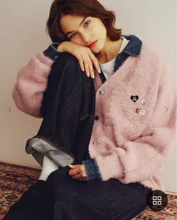 [ 미사용 새상품 완판템 ] Shaggy Knit Cardigan 핑크