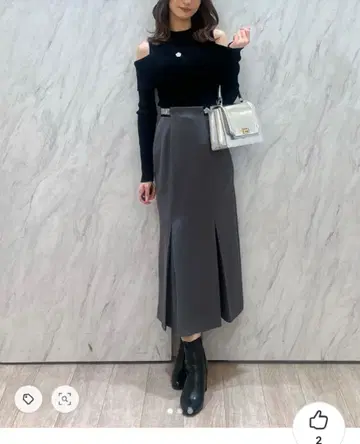 머큐리 듀오 MARY QUANT 콜라보 사이드 로고 내로우 스커트