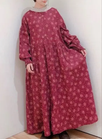 사만사 모스모스 면린넨 기모 금목서 프린트 원피스