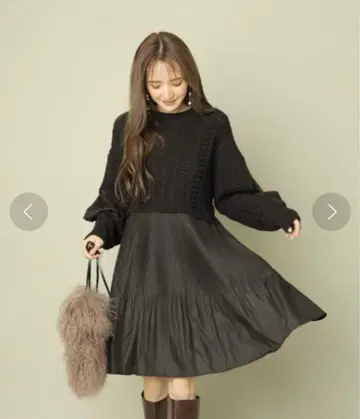 Rirandture 플리츠 셔츠 도킹 미니 원피스