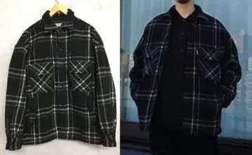 쿠티 21aw 체크 CPO 울 충전솜 셔츠 자켓 블랙 S