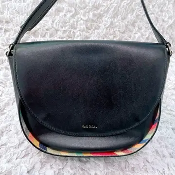 고품질 Paul Smith 스월 트림 숄더백 블랙 가죽