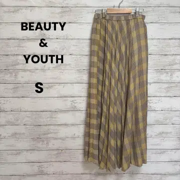 [ 뷰티&유스 ] 플리츠 롱 스커트 ( S ) 전체 밴딩 체크 귀여운