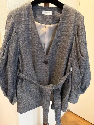 세련된 노카라 허리 리본 자켓 프리 사이즈