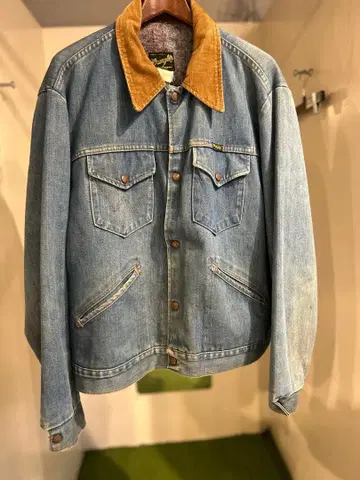 라이트 블루 데님 자켓 코듀로이 옷깃